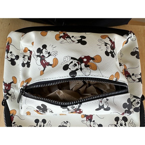 Bioworld Disney Mickey Mouse Print Mini Backpack White Brand New - Picture 3 of 8